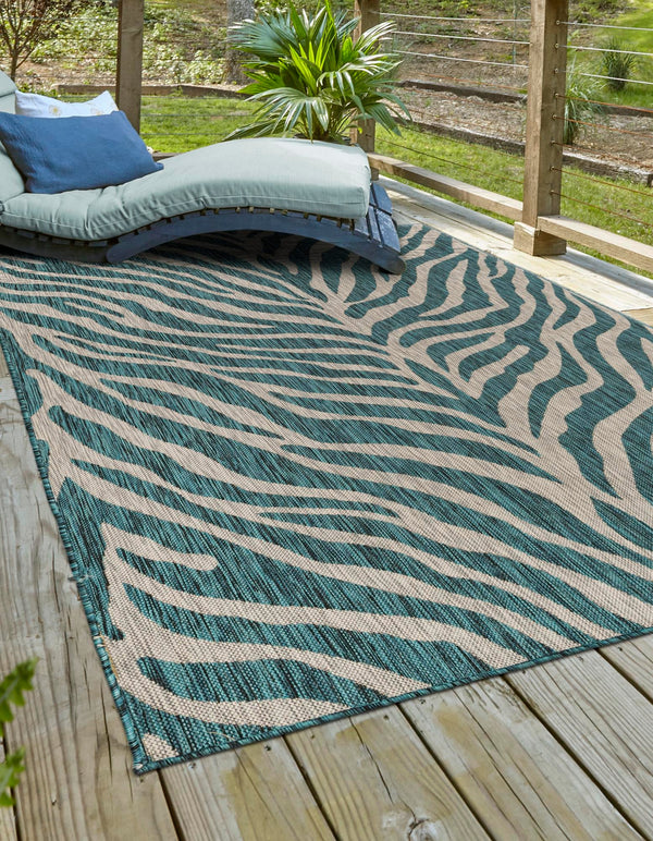 Jungle Expedition Collection Area Rug -  Savannah Rectangle Teal  lifestyle 2