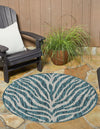 Jungle Expedition Collection Area Rug -  Savannah Round Teal  lifestyle 0