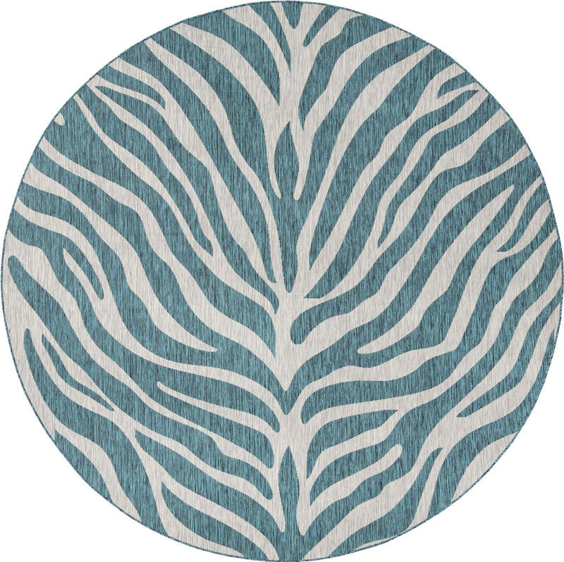 Jungle Expedition Collection Area Rug -  Savannah Round Teal Main