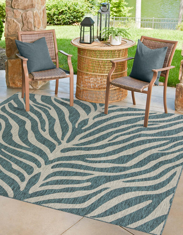 Jungle Expedition Collection Area Rug -  Savannah Square Teal  lifestyle 0
