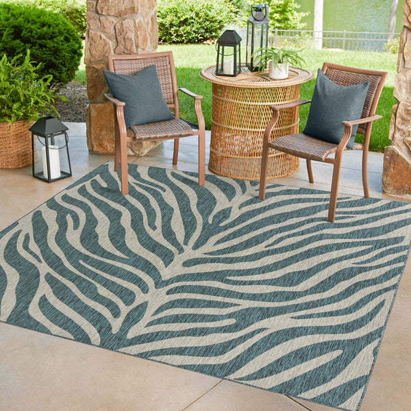 Jungle Expedition Collection Area Rug -  Savannah Square Teal  lifestyle 13