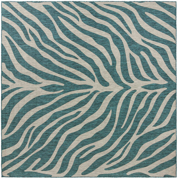 Jungle Expedition Collection Area Rug -  Savannah Square Teal Main