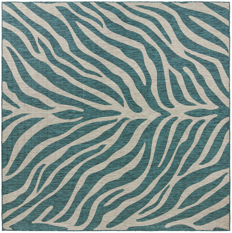 Jungle Expedition Collection Area Rug -  Savannah Square Teal Main