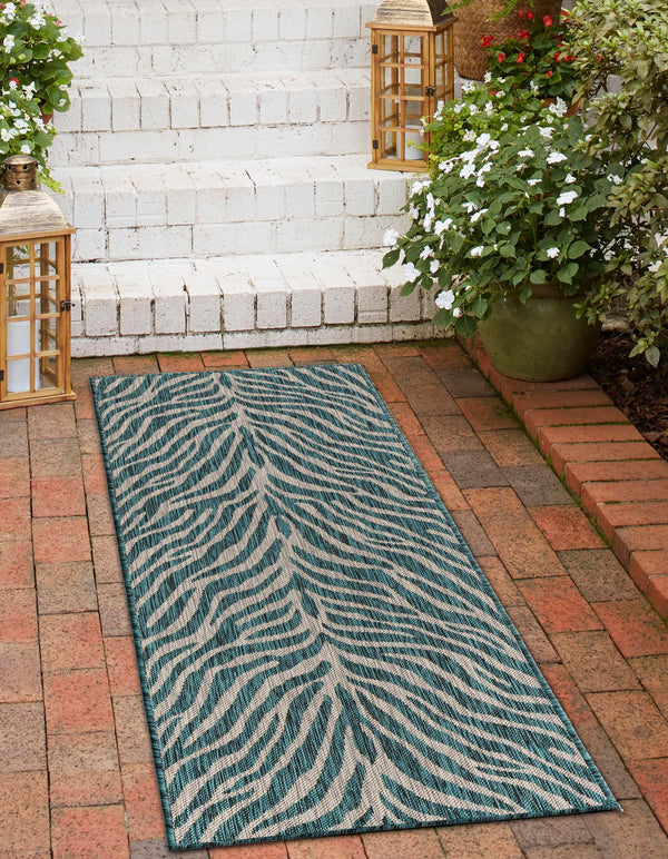 Jungle Expedition Collection Area Rug -  Savannah Runner Teal  lifestyle 85