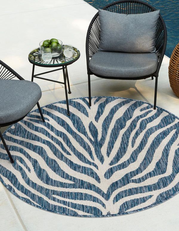 Jungle Expedition Collection Area Rug -  Savannah Round Blue  lifestyle 0