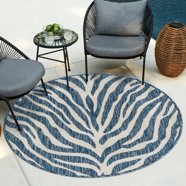 Jungle Expedition Collection Area Rug -  Savannah Round Blue  lifestyle 13