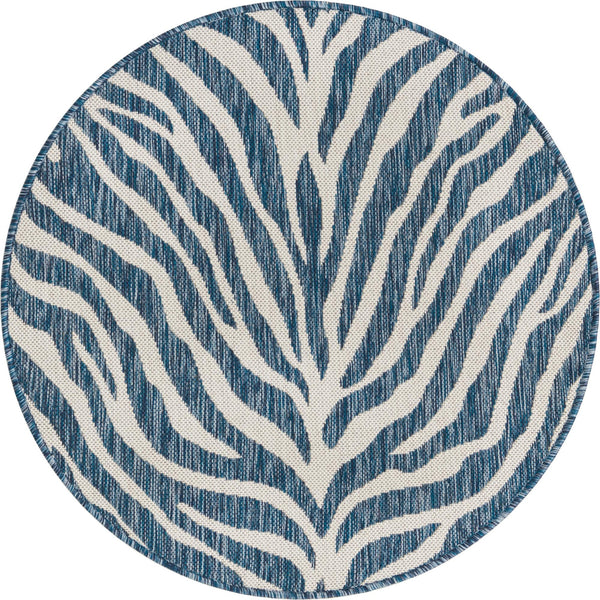 Jungle Expedition Collection Area Rug -  Savannah Round Blue Main