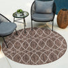 Garden Lattice Oasis Collection Area Rug -  Pavilion (Brown) Round Brown  lifestyle 13