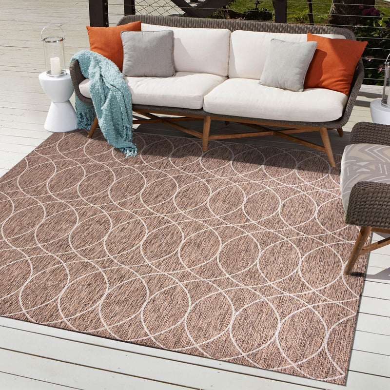 Garden Lattice Oasis Collection Area Rug -  Pavilion (Brown) Square Brown  lifestyle 13