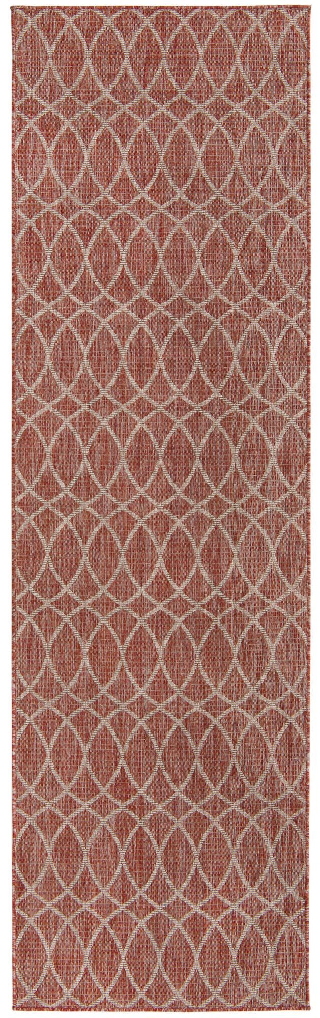 Garden Lattice Oasis Collection Area Rug -  Pavilion (Rust Red) Runner Rust Red Main