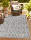 Garden Lattice Oasis Collection Area Rug -  Pavilion (Gray Blue) Rectangle Gray Blue  lifestyle 0