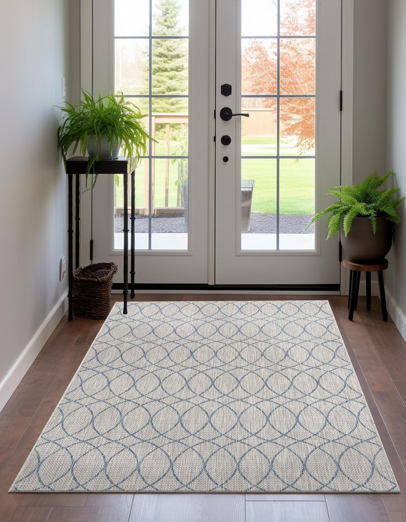 Garden Lattice Oasis Collection Area Rug -  Pavilion (Gray Blue) Rectangle Gray Blue  lifestyle 2