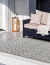 Garden Lattice Oasis Collection Area Rug -  Pavilion (Gray Blue) Rectangle Gray Blue  lifestyle 4