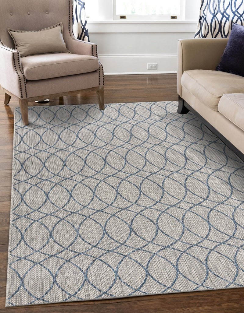 Garden Lattice Oasis Collection Area Rug -  Pavilion (Gray Blue) Rectangle Gray Blue  lifestyle 7