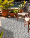 Garden Lattice Oasis Collection Area Rug -  Pavilion (Gray Blue) Rectangle Gray Blue  lifestyle 8