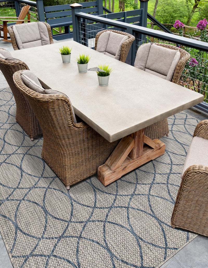 Garden Lattice Oasis Collection Area Rug -  Pavilion (Gray Blue) Rectangle Gray Blue  lifestyle 10