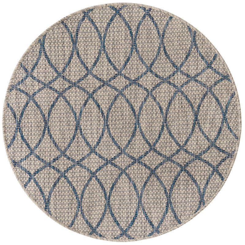 Garden Lattice Oasis Collection Area Rug -  Pavilion (Gray Blue) Round Gray Blue Main