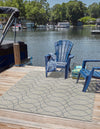Garden Lattice Oasis Collection Area Rug -  Pavilion (Gray Blue) Square Gray Blue  lifestyle 0