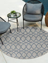 Garden Lattice Oasis Collection Area Rug -  Pavilion (Gray Blue) Round Gray Blue  lifestyle 0