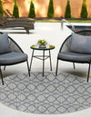 Garden Lattice Oasis Collection Area Rug -  Pavilion (Gray Blue) Round Gray Blue  lifestyle 3