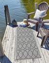 Garden Lattice Oasis Collection Area Rug -  Pavilion (Gray Blue) Runner Gray Blue  lifestyle 4