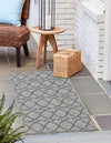Garden Lattice Oasis Collection Area Rug -  Pavilion (Gray Blue) Runner Gray Blue  lifestyle 6