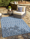 Garden Lattice Oasis Collection Area Rug -  Pavilion (Blue) Rectangle Blue  lifestyle 0