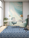 Garden Lattice Oasis Collection Area Rug -  Pavilion (Blue) Rectangle Blue  lifestyle 2