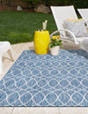 Garden Lattice Oasis Collection Area Rug -  Pavilion (Blue) Rectangle Blue  lifestyle 4