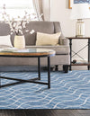 Garden Lattice Oasis Collection Area Rug -  Pavilion (Blue) Rectangle Blue  lifestyle 5