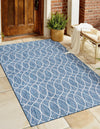 Garden Lattice Oasis Collection Area Rug -  Pavilion (Blue) Rectangle Blue  lifestyle 6