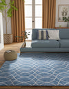Garden Lattice Oasis Collection Area Rug -  Pavilion (Blue) Rectangle Blue  lifestyle 9
