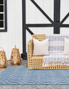 Garden Lattice Oasis Collection Area Rug -  Pavilion (Blue) Rectangle Blue  lifestyle 10