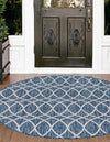 Garden Lattice Oasis Collection Area Rug -  Pavilion (Blue) Round Blue  lifestyle 2