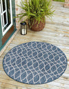 Garden Lattice Oasis Collection Area Rug -  Pavilion (Blue) Round Blue  lifestyle 36