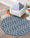 Garden Lattice Oasis Collection Area Rug -  Pavilion (Blue) Round Blue  lifestyle 38