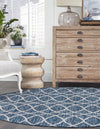 Garden Lattice Oasis Collection Area Rug -  Pavilion (Blue) Round Blue  lifestyle 42
