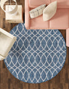 Garden Lattice Oasis Collection Area Rug -  Pavilion (Blue) Round Blue  lifestyle 46