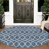 Garden Lattice Oasis Collection Area Rug -  Pavilion (Blue) Round Blue  lifestyle 12