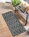 Garden Lattice Oasis Collection Area Rug -  Pavilion (Blue) Runner Blue  lifestyle 0