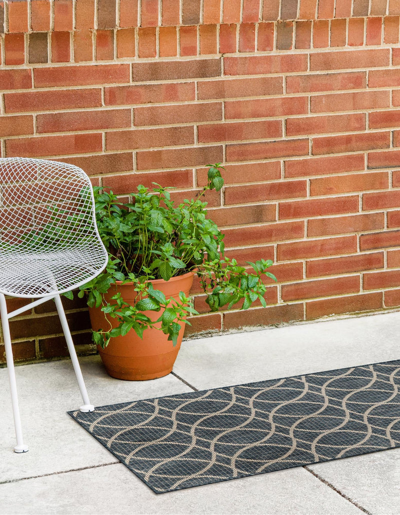 Garden Lattice Oasis Collection Area Rug -  Pavilion (Blue) Runner Blue  lifestyle 5