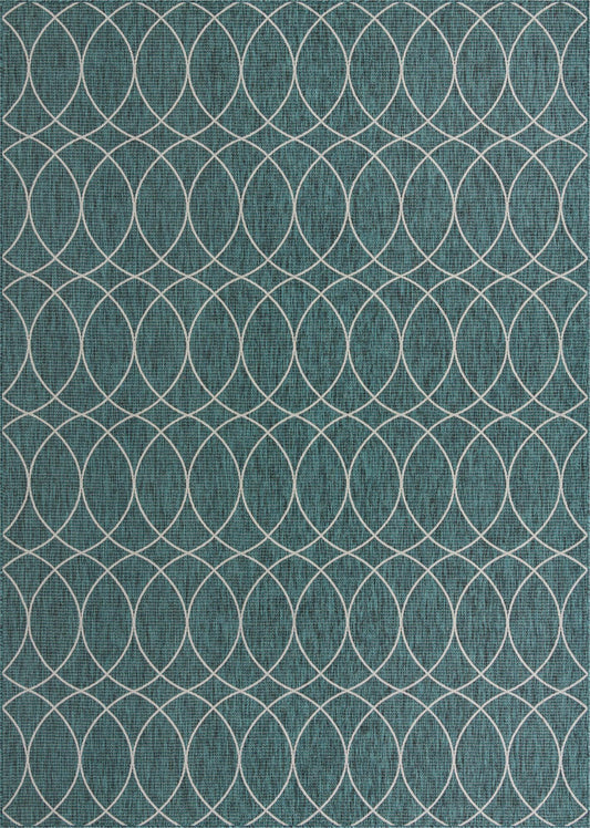 Garden Lattice Oasis Collection Area Rug -  Pavilion (Teal) Rectangle Teal Main