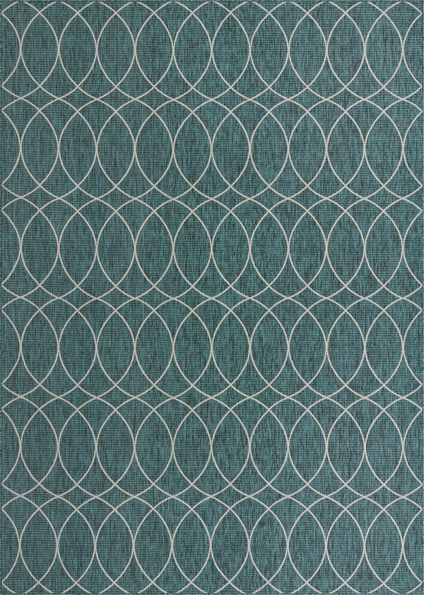 Garden Lattice Oasis Collection Area Rug -  Pavilion (Teal) Rectangle Teal Main