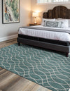 Garden Lattice Oasis Collection Area Rug -  Pavilion (Teal) Rectangle Teal  lifestyle 2