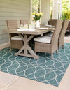Garden Lattice Oasis Collection Area Rug -  Pavilion (Teal) Rectangle Teal  lifestyle 4