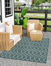 Garden Lattice Oasis Collection Area Rug -  Pavilion (Teal) Rectangle Teal  lifestyle 7