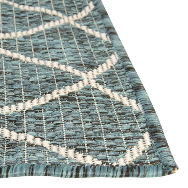 Garden Lattice Oasis Collection Area Rug -  Pavilion (Teal) Rectangle Teal  lifestyle 15