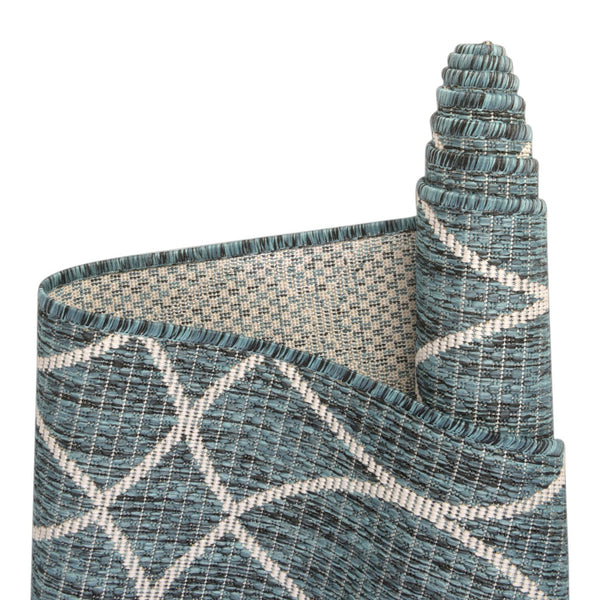 Garden Lattice Oasis Collection Area Rug -  Pavilion (Teal) Rectangle Teal  lifestyle 19