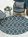 Garden Lattice Oasis Collection Area Rug -  Pavilion (Teal) Round Teal  lifestyle 0