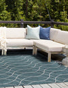 Garden Lattice Oasis Collection Area Rug -  Pavilion (Teal) Square Teal  lifestyle 2